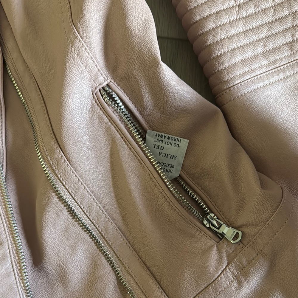 Guess Pink Leather Moto Jacket Asymmetrical Zipper - Picture 6 of 7